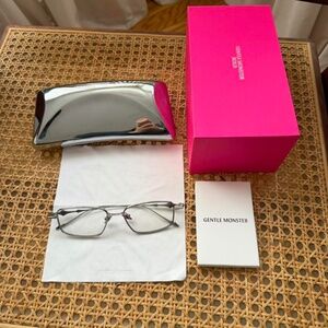 Gentle Monster Atomic - 02 silver metal frame blue light glasses